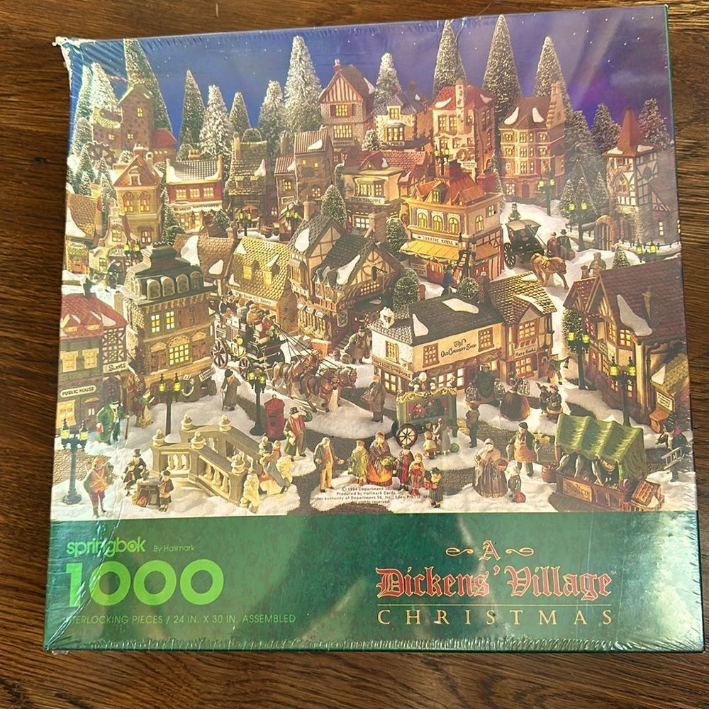 Vtg  1994 sealed in box Springbok A Dickens Village Christmas 1000 pc‎ puzzle